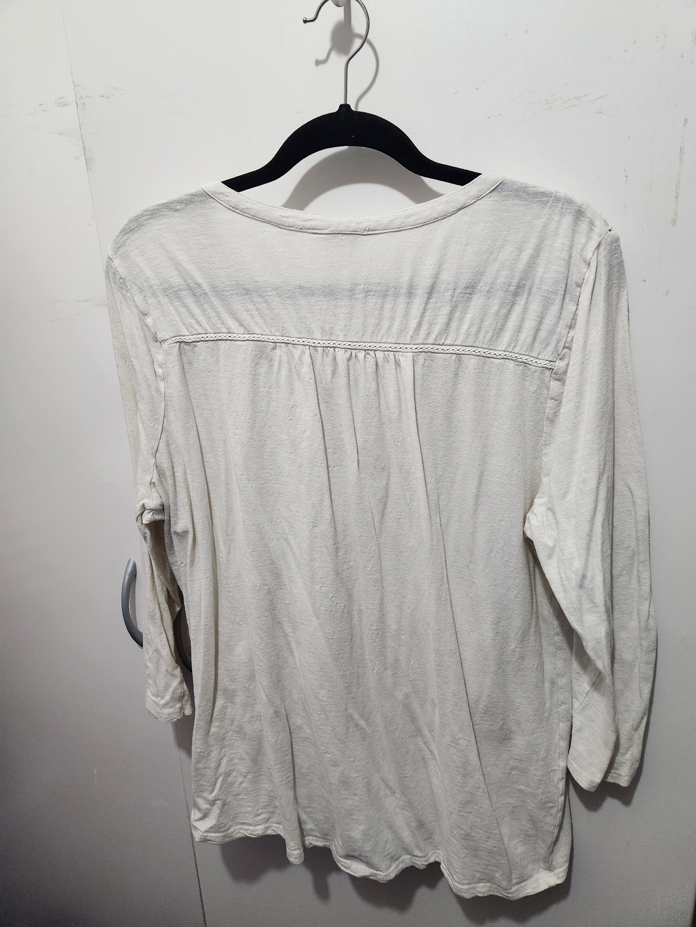 Lucky Brand Crochet Yoke Long-Sleeve Tunic Top in Cream - Picture 4 of 4